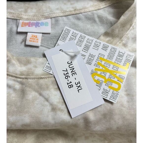 LuLaRoe Womens Top Size 3XL June Ruffle Hem Rayon Blend Ivory‎ Tie Dye NWT - Picture 2 of 5